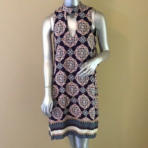 Sequin Hearts Short Sleeve Mock Neck Shift…